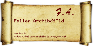 Faller Archibáld névjegykártya